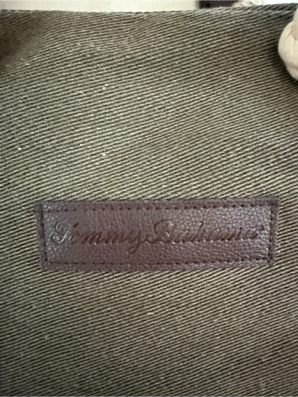 New mens Tommy Bahama Olive Green Canvas Tote with Cream Rope Handles